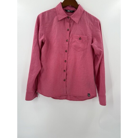 TNF The North Face Pink Casual ButtonUp LongSleeve Women's SMALL Polyester Shirt - Picture 1 of 14